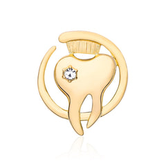 2 Color Classic Medical Cute Tooth Shape Brooch Zinc Alloy Gold Color Pin Dentist Nurse Enamel Pins Backpack Badge Women Gift