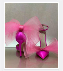 Big Butterfly-Knot Sandals High Heels Pumps Pointed Shoes Stiletto Shoe