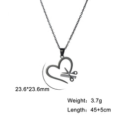 Cazador Hair Stylist Pendant Scissors Comb Chain Necklaces Stainless Steel Necklace Punk Trendy Jewelry for Women Birthday Gift