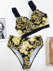 High Waist VerSace style Print Bikini Set