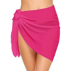 Women Chiffon Short Sarongs Ruffle Hem Bikini Cover Ups Beach Swimsuit Bathing Suit Wrap Skirt for Swimwear