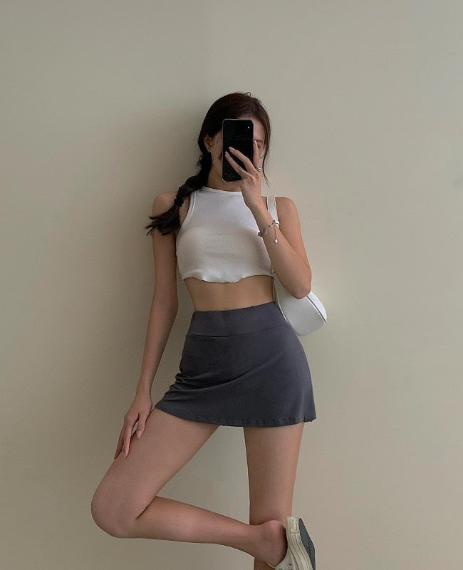 Serena High-Waist Split Tennis Mini Skirt One-piece