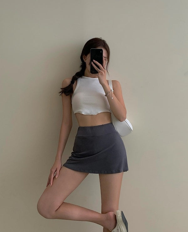 Serena High-Waist Split Tennis Mini Skirt One-piece