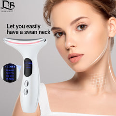 EMS Face Neck Beauty Device 3 Colors LED Photon Therapy Skin Tighten 4 Modes Reduce Double Chin Anti Wrinkle Remove