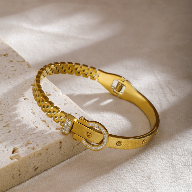 Elegant Stainless Steel Crystal Bracelet for Women
