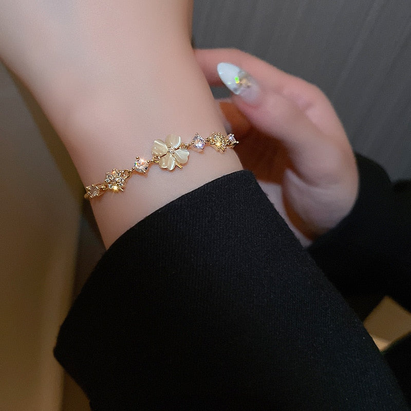 Opal Clover Adjustable Bracelet