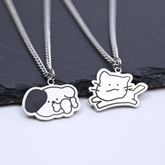 2023 Hip Hop Titanium Steel Killer Cat Necklace For Women Men Cute Punk Retro Doodle Black Cat Pendant Chain New Jewelry Gift
