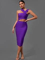 Bandage Purple Bodycon Sexy Cut Out Dress