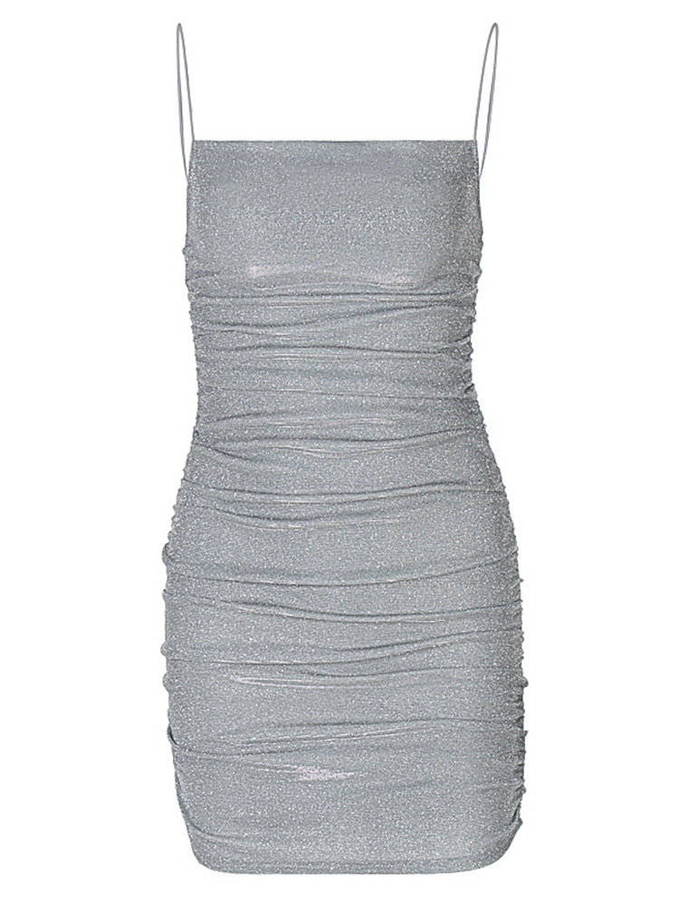 Shestyle Sleeveless Sparkle Dress Women Sexy MIni Clubwear Gliter Glamerous Shine Spring Summer Clothing Party Night
