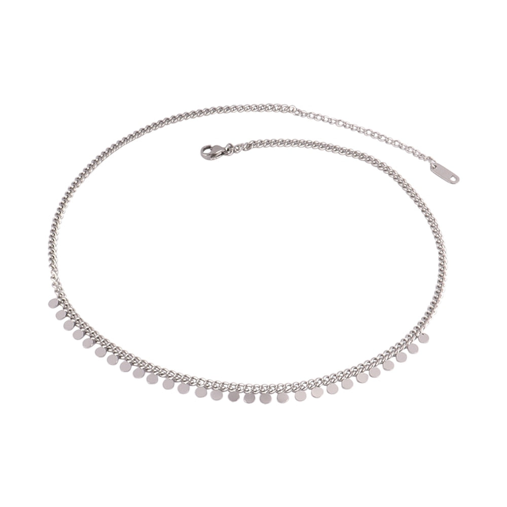 Round Geometric Pendant Necklace Choker
