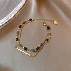 Gold Color Beaded Chain Double Layered