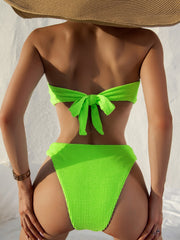 Solid Swimwear High Waist Thong Brazilian Bikini set