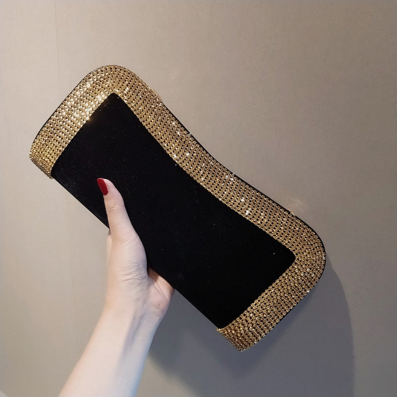 Beading Purse Shoulder Handbags Velvet Shiny Hobo-bag Messenger Bag