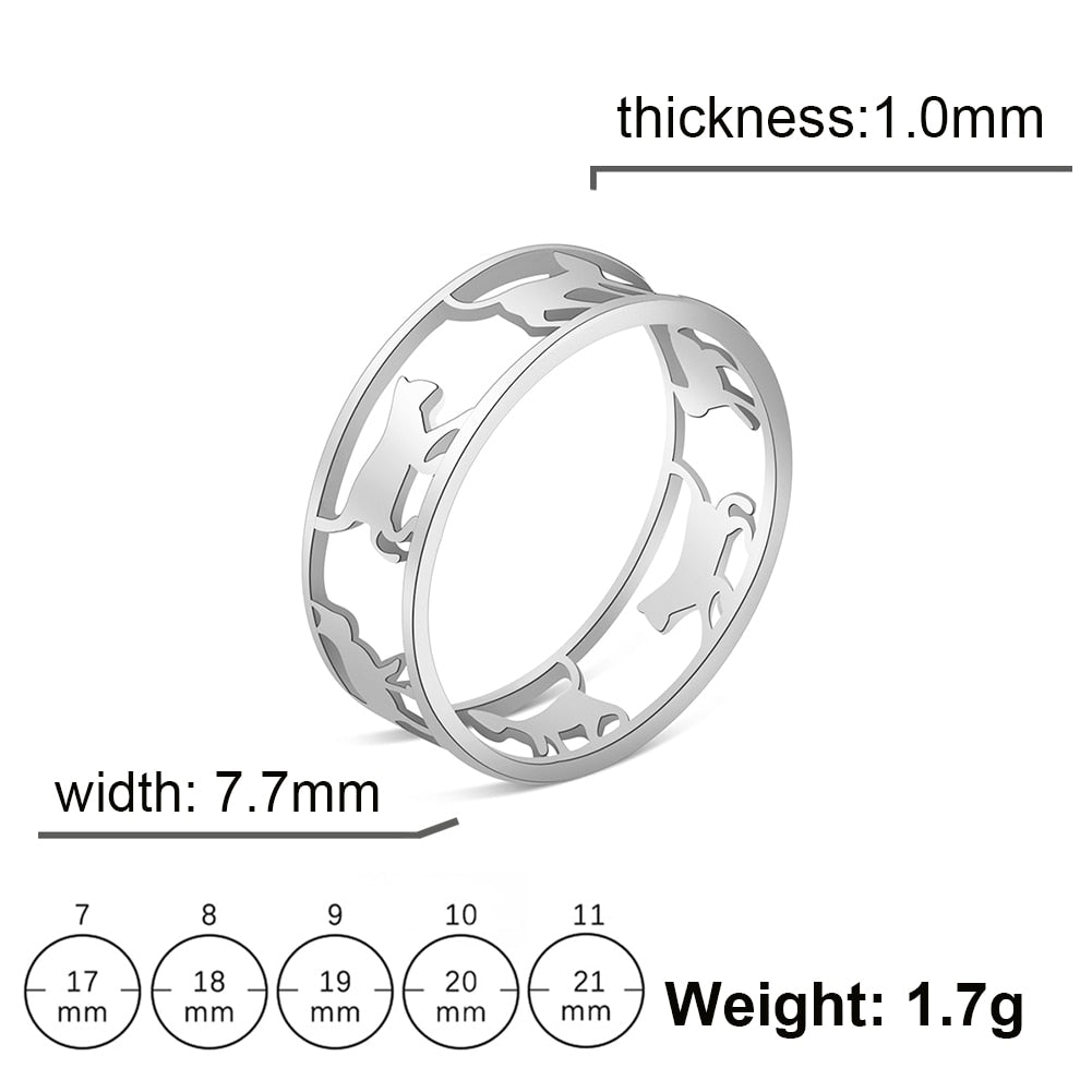 Cazador Hollow Walking Cats Women&#39;s Ring Birthday Mother Day Gift Stainless Steel Animal Cute Kitten Finger Rings Jewelry 2023