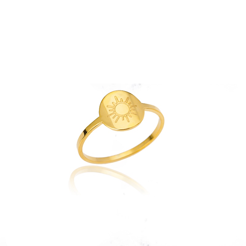 Stainelss Steel Sun Moon Rings For Women Aesthetic Gold Plated Wedding Couple Rings Christmas Jewelry Gift Anillos Wholesale