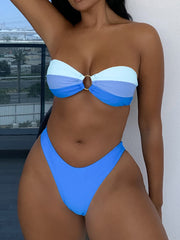 Blue Gradient Brazilian Thong Bikini
