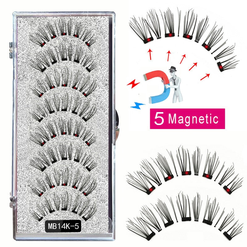 8PCS 5 Magnetic eyelashes with 4 pairs magnets magnetic lashes natural Mink eye lashes with tweezers