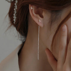 Drop Ear Line Long Hanging Earrings For Women Silver Gold Color Zircon Crystal Piercing Threader Earing Ear Accessories Jewelry