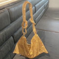 Handle Rhinestone Shiny Underarm Shoulder Bag