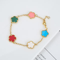 2023 Hot Selling New Design Simple Natural White Shell Five-leaf Petal Flower Bracelet Women&#39;s High Quality Jewelry Gift