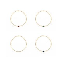 Gold Figaro Chain with Colored Crystal Stone Bracelets