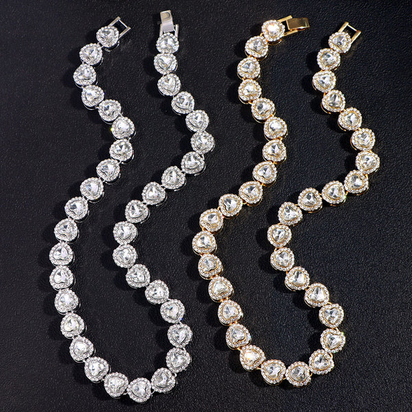 Iced Out Heart Shape Cuban Link Chain Necklace