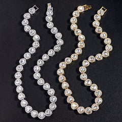 Iced Out Heart Shape Cuban Link Chain Necklace