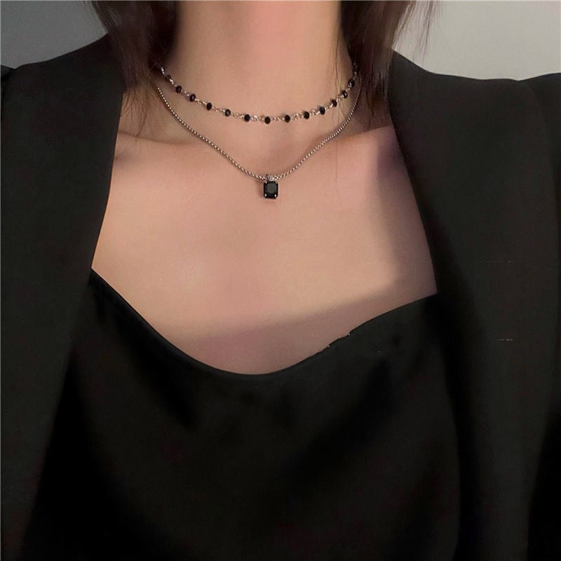 Choker Double Layer Beads Geometric Necklace