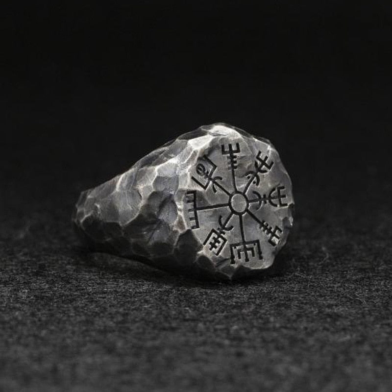 Viking Rune Symbol Rings for Women Men Vintage Compass Stone Meditation Ring Trendy Jewelry Gifts Open Ring Adjustable Main image