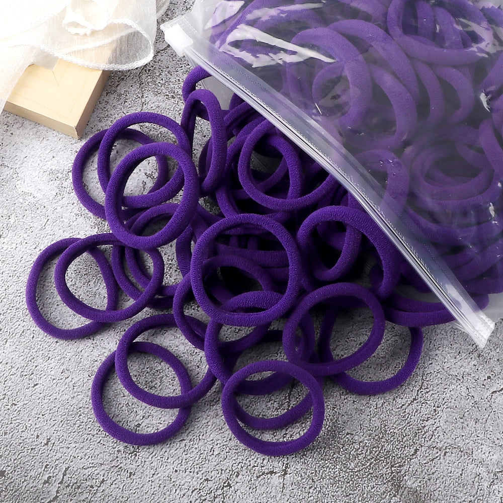 50PCS/Set Basic Hair Bands Simple Solid Colors Elastic Headband Hair Ties