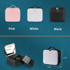 Smart LED Cosmetic Case with Mirror Cosmetic Bag Large Capacity