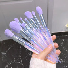 Purple/Crystal Makeup Brushes Set
