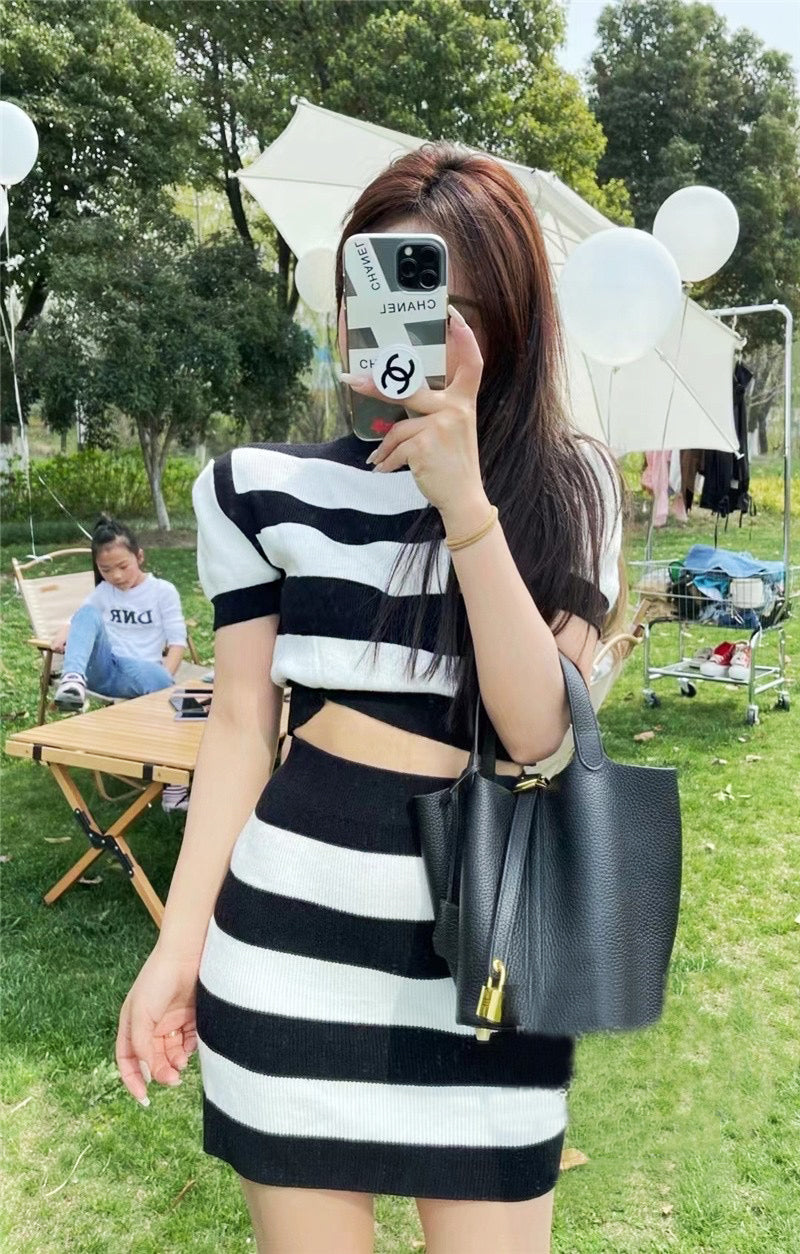 Buttons O-Neck Short-Sleeve Knitting Shirt+Mini Skirt 3-Piece Set Women&#39;s Sweater Cardigan Summer Fall 2021 New Korea Sweet Suit