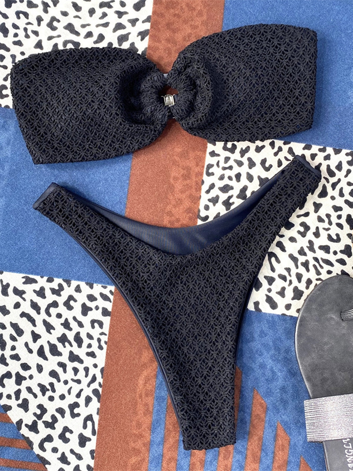 Wrinkled Bandeau High Cut Bikini Women Swimwear Female Swimsuit Two-pieces Bikini set Strapless Bather Bathing Suit Swim V3367