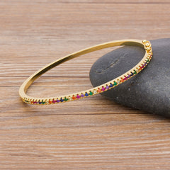 White Color Cubic Zirconia Thin Bangles Bracelets