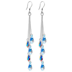 2023 Fashion Crystal Earrings Tassel Temperament Water Drop Earrings for Women Elegant Bridal Wedding Engagement Jewelry Gift