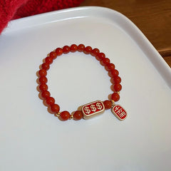 2022 New Lucky Tiger Head Bracelets For Women Girls Red Crystal Beaded Charm Cat Bracelets &amp; Bangles Gifts Wholesale
