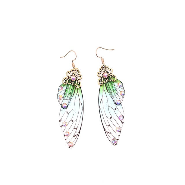 Elowen Butterfly Wing Rhinestone Drop Earrings