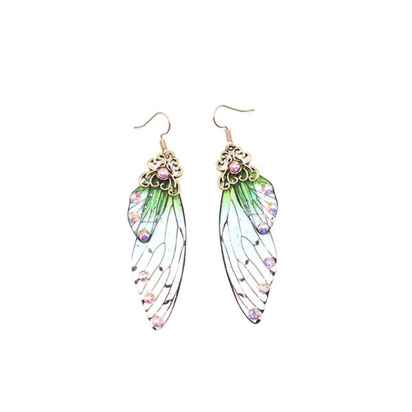 Elowen Butterfly Wing Rhinestone Drop Earrings