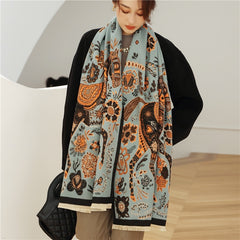 Thick Cashmere Scarf for Women Print Pashmina Shawl and Wrap