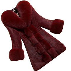 Top Quality Winter Coat for Women Windbreaker Plush Jackets 2022 Fashion Long Sleeve V-neck Faux Fur Coat