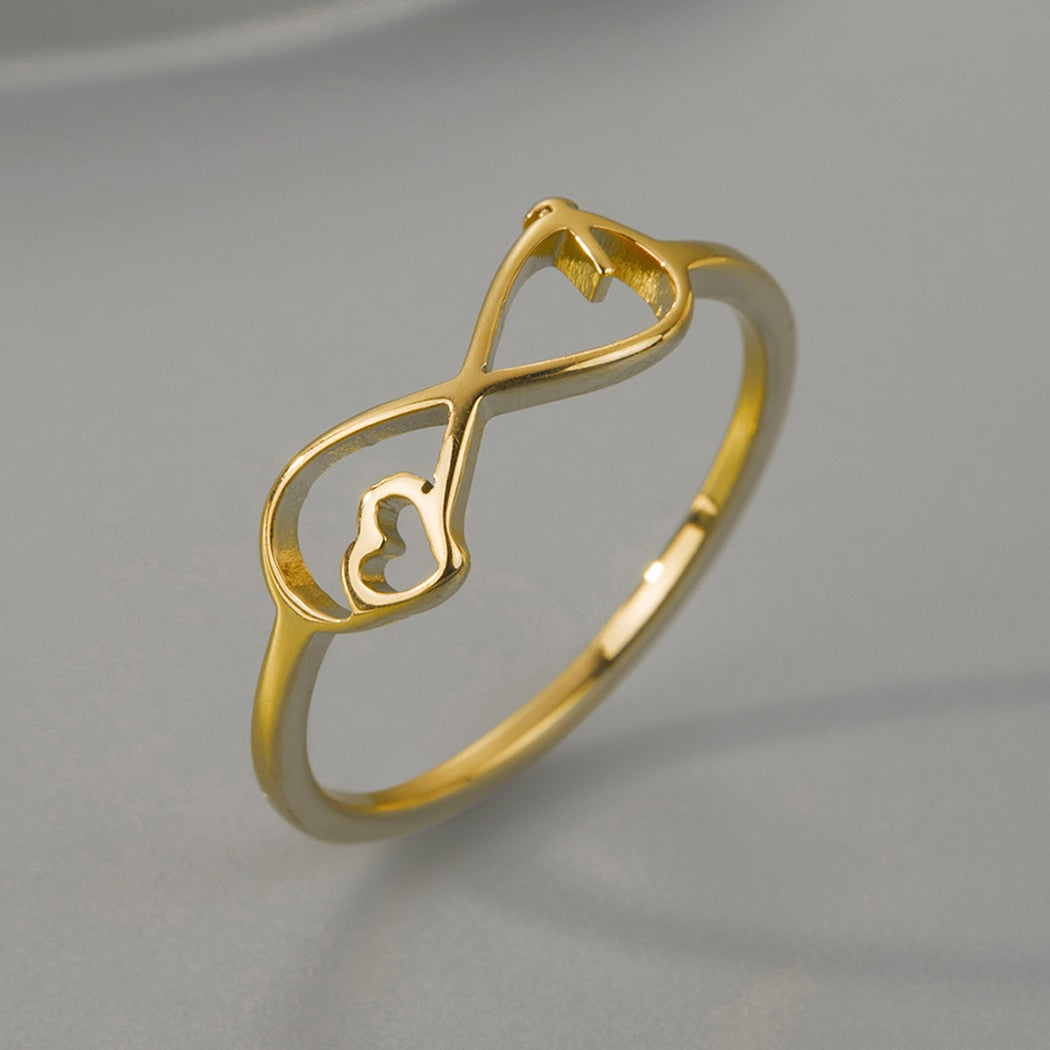 Kinitial Simple Infinity Rings High Quality Gothic Stainless Steel Jewelry Beloved Ring Christmas Gifts for Loved Ones