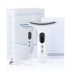 EMS Face Neck Beauty Device 3 Colors LED Photon Therapy Skin Tighten 4 Modes Reduce Double Chin Anti Wrinkle Remove