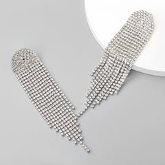 Sparkling Rhinestone Tassel Claw Chain Earrings