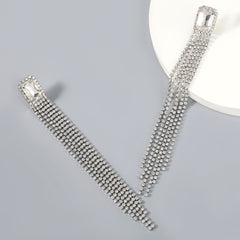 Sparkling Rhinestone Tassel Claw Chain Earrings
