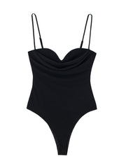 Bodysuits For Women 2022 Fashion Sweetheart Neck Draped Bodysuit Sleeveless Spaghetti Strap Skinny Night Out Sexy Bodysuit Tops