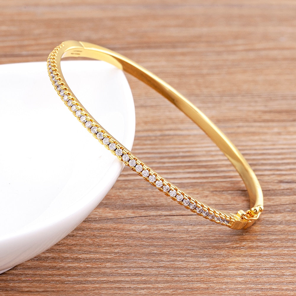 White Color Cubic Zirconia Thin Bangles Bracelets Main image