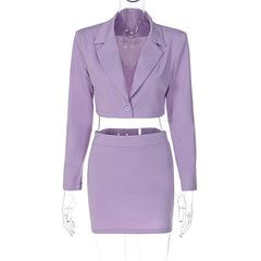 Business beauty Blazer Set Crop Top Mini Skirt Suits 2 Pieces