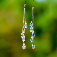 2023 Fashion Crystal Earrings Tassel Temperament Water Drop Earrings for Women Elegant Bridal Wedding Engagement Jewelry Gift