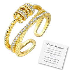 Enamel Beads Anxiety Ring With Card Colorful Adjustable Electrosilvering Fidget Ring Worry Stress Relief Stacking Finger Rings